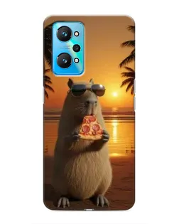 Чехол для Realme GT Neo 2 с картинкой «Капибара с пиццей»
