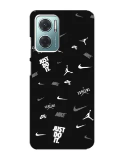 Чехол для Xiaomi Redmi Note 11E с картинкой «Nike Black Pattern»