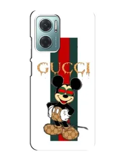 Чехол для Xiaomi Redmi Note 11E с картинкой «Микки Маус Gucci — полосы»