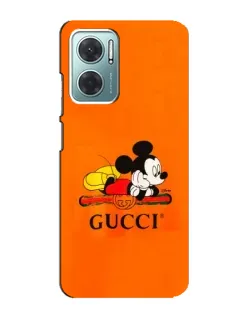 Чехол для Xiaomi Redmi Note 11E с картинкой «Микки Маус Gucci — оранж»