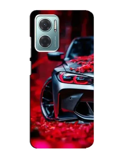 Чехол для Xiaomi Redmi Note 11E с картинкой «Спортивная BMW и цветы»