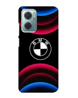 Чехол для Xiaomi Redmi Note 11E с картинкой «Логотип BMW и неоновые дуги»