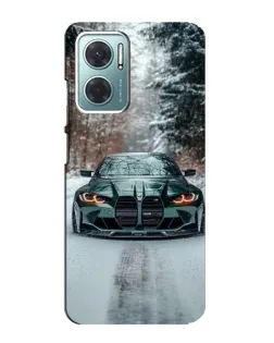 Чехол для Xiaomi Redmi Note 11E с картинкой «BMW в зимнем лесу»