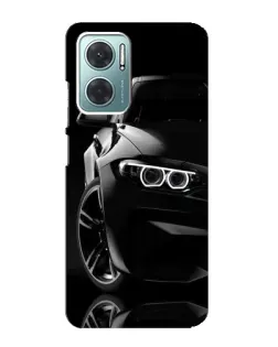 Чехол для Xiaomi Redmi Note 11E с картинкой «Черная BMW — профиль»