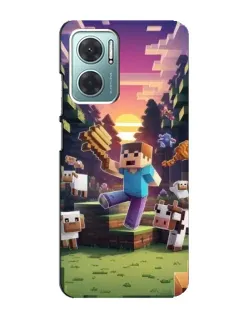 Чехол для Xiaomi Redmi Note 11E с картинкой «Стив на ферме»