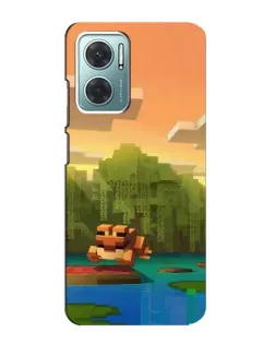 Чехол для Xiaomi Redmi Note 11E с картинкой «Майнкрафт закат солнца»