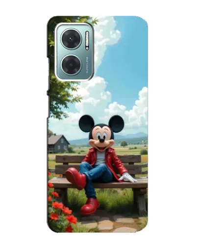 Чехол для Xiaomi Redmi Note 11E с картинкой «Микки на скамейке»