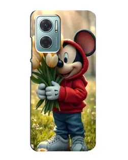 Чехол для Xiaomi Redmi Note 11E с картинкой «Микки с тюльпанами»