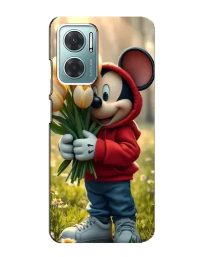 Чехол для Xiaomi Redmi Note 11E с картинкой «Микки с тюльпанами»