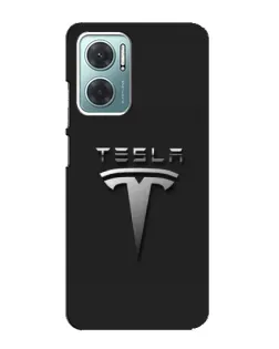 Чехол для Xiaomi Redmi Note 11E с картинкой «Стальной логотип Tesla»