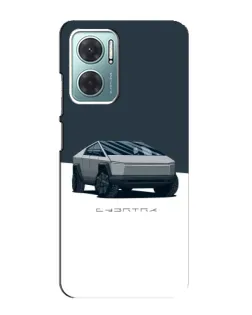 Чехол для Xiaomi Redmi Note 11E с картинкой «Серебристый Cybertruck Tesla»