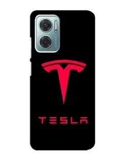 Чехол для Xiaomi Redmi Note 11E с картинкой «Tesla Red Logo»