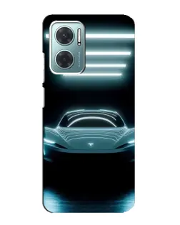 Чехол для Xiaomi Redmi Note 11E с картинкой «Tesla в неоне»