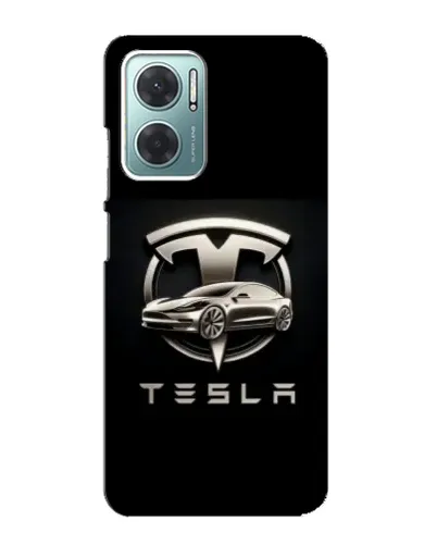 Чехол для Xiaomi Redmi Note 11E с картинкой «Tesla — серебристое авто»