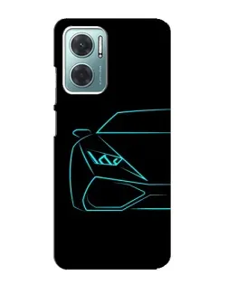 Чехол для Xiaomi Redmi Note 11E с картинкой «Голубой силуэт Lamborghini»