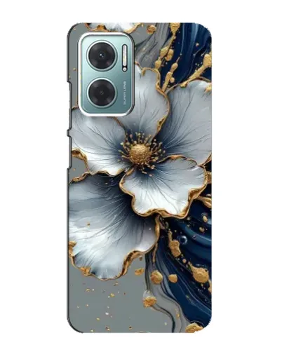Чехол для Xiaomi Redmi Note 11E с картинкой «Белый цветок и золотой флюид»