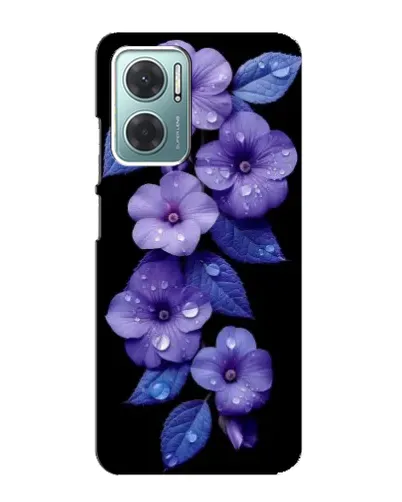 Чехол для Xiaomi Redmi Note 11E с картинкой «Фиолетовые цветы с росою»