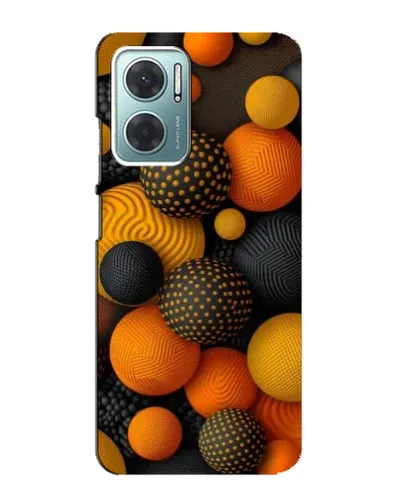 Чехол для Xiaomi Redmi Note 11E с картинкой «Объемные оранжевые сферы»