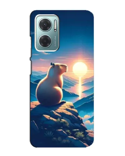 Чехол для Xiaomi Redmi Note 11E с картинкой «Закат солнца с капибарой»
