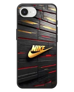 Чехол для iPhone 17e с картинкой «Золотой Nike на металле»