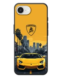 Чехол для iPhone 17e с картинкой «Желтый Lamborghini город»