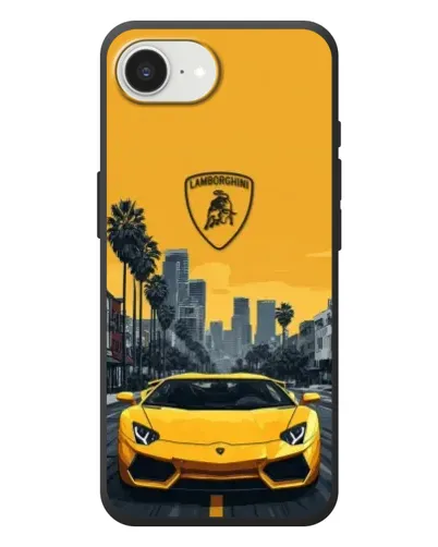 Чехол для iPhone 17e с картинкой «Желтый Lamborghini город»