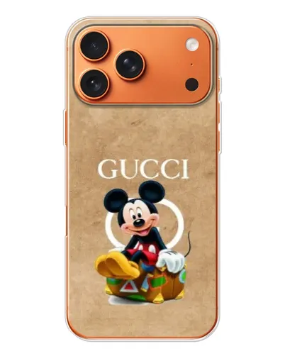 Чехол для Apple iPhone 18 Pro Max с картинкой «Микки Маус Gucci — крафт»