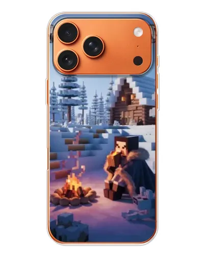 Чехол для Apple iPhone 18 Pro Max с картинкой «Зимний Minecraft»