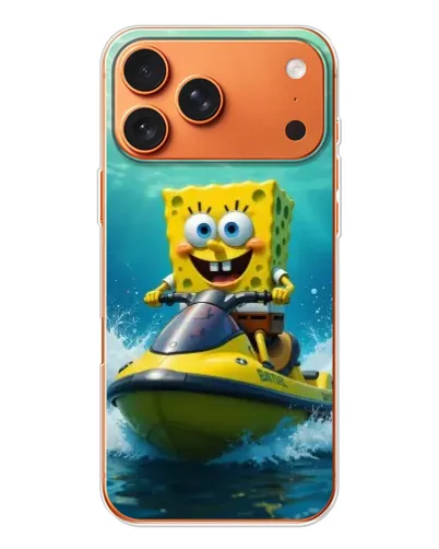 Чехол для Apple iPhone 18 Pro Max с картинкой «Спанч Боб на гидроцикле»