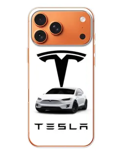 Чехол для Apple iPhone 18 Pro Max с картинкой «Tesla White Style»