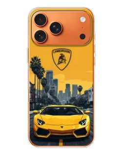 Чехол для Apple iPhone 18 Pro Max с картинкой «Желтый Lamborghini город»