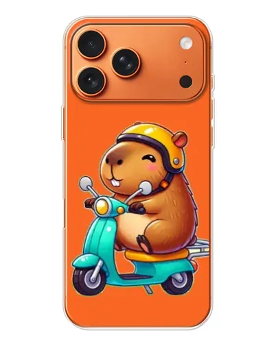Чехол для Apple iPhone 18 Pro Max с картинкой «Капибара на скутере»