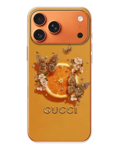 Чехол для Apple iPhone 18 Pro с картинкой «Gucci — золотые бабочки» Чехол для Apple iPhone 18 Pro с картинкой «Gucci — золотые бабочки»