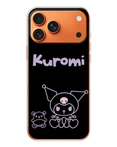 Чохол для Apple iPhone 18 Pro з картинкою «Kuromi — чорний мінімалізм»