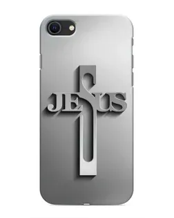 Чехол для iPhone 8 с картинкой «Металлический крест Jesus»