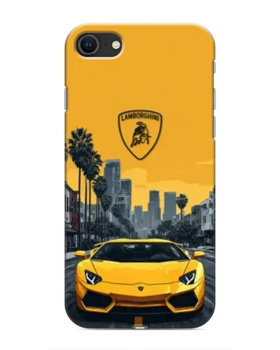Чохол для iPhone 8 з картинкою «Жовтий Lamborghini місто»