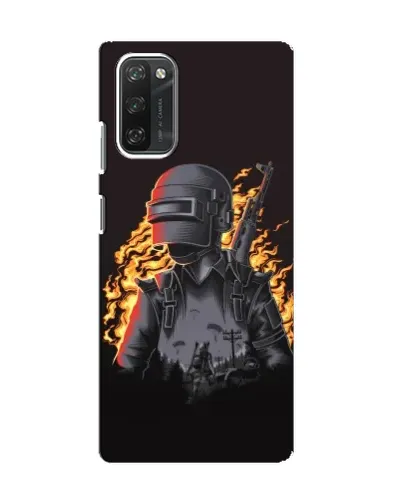 Чехол для Blackview A100 с картинкой «PUBG — огненный силуэт»