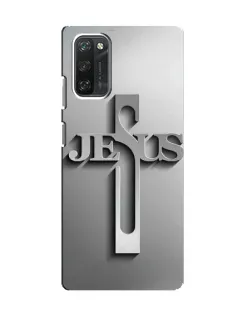 Чехол для Blackview A100 с картинкой «Металлический крест Jesus»