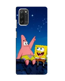 Чехол для Blackview A100 с картинкой «Губка Боб и Патрик ночью»