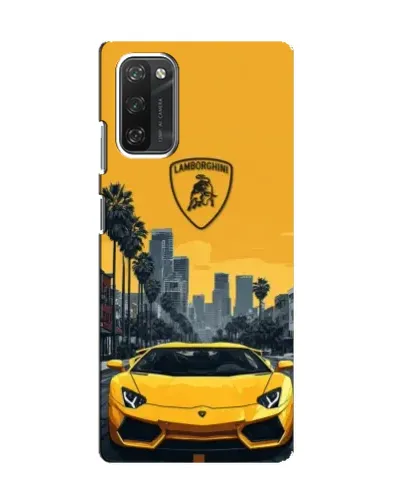 Чехол для Blackview A100 с картинкой «Желтый Lamborghini город»