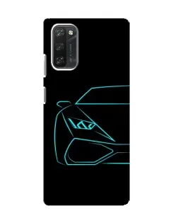 Чехол для Blackview A100 с картинкой «Голубой силуэт Lamborghini»