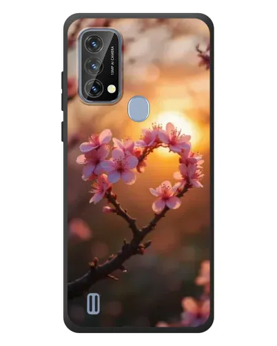 Чохол для Blackview A50 з картинкою «Рожевий цвіт  сердечко на тлі заходу»