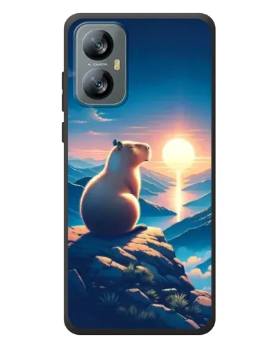 Чехол для Blackview A52 Pro с картинкой «Закат солнца с капибарой»
