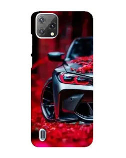 Чехол для Blackview A55 с картинкой «Спортивная BMW и цветы»