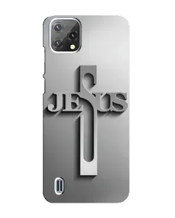 Чехол для Blackview A55 с картинкой «Металлический крест Jesus»