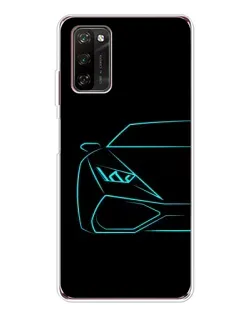Чехол для Blackview A70 Pro с картинкой «Голубой силуэт Lamborghini»