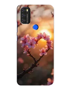 Чохол для Blackview A70 з картинкою «Рожевий цвіт  сердечко на тлі заходу»
