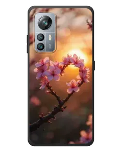 Чохол для Blackview A85 з картинкою «Рожевий цвіт  сердечко на тлі заходу»