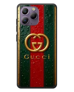 Чехол для Blackview A96 с картинкой «Gucci — фирменная полоса и золото»
