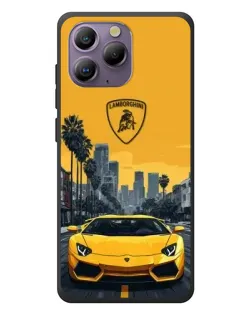 Чехол для Blackview A96 с картинкой «Желтый Lamborghini город»
